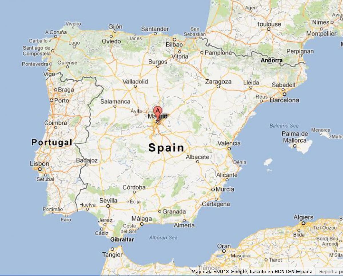 map of Spain showing Madrid