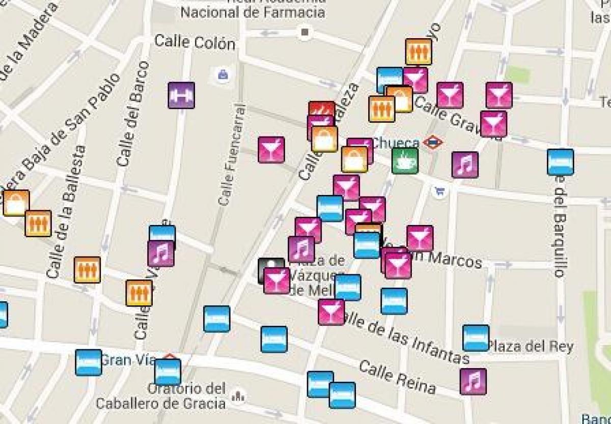 map of madrid flamingo dance halls