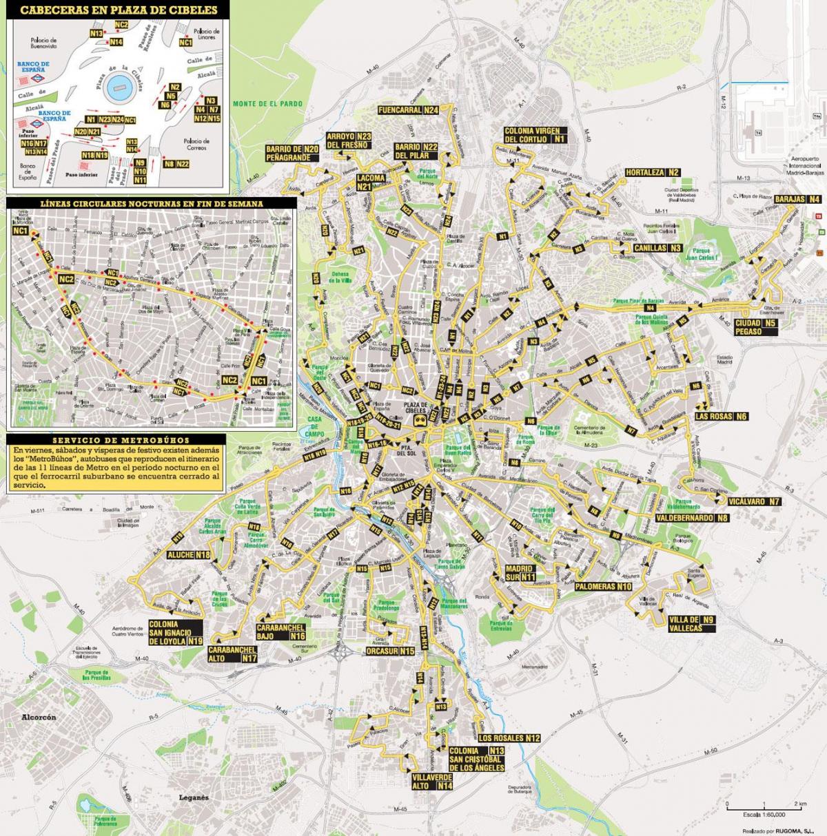 emt Madrid bus map