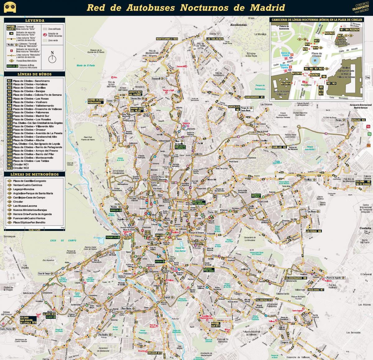 map of Madrid night bus 