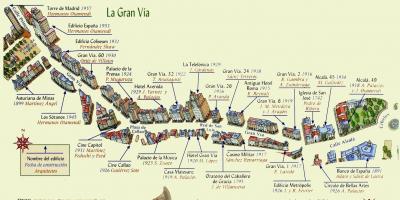 Map of gran via Madrid